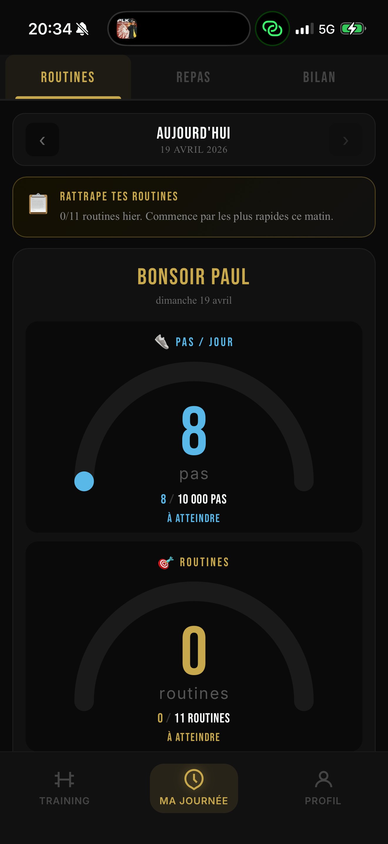 Routines avec pas du jour