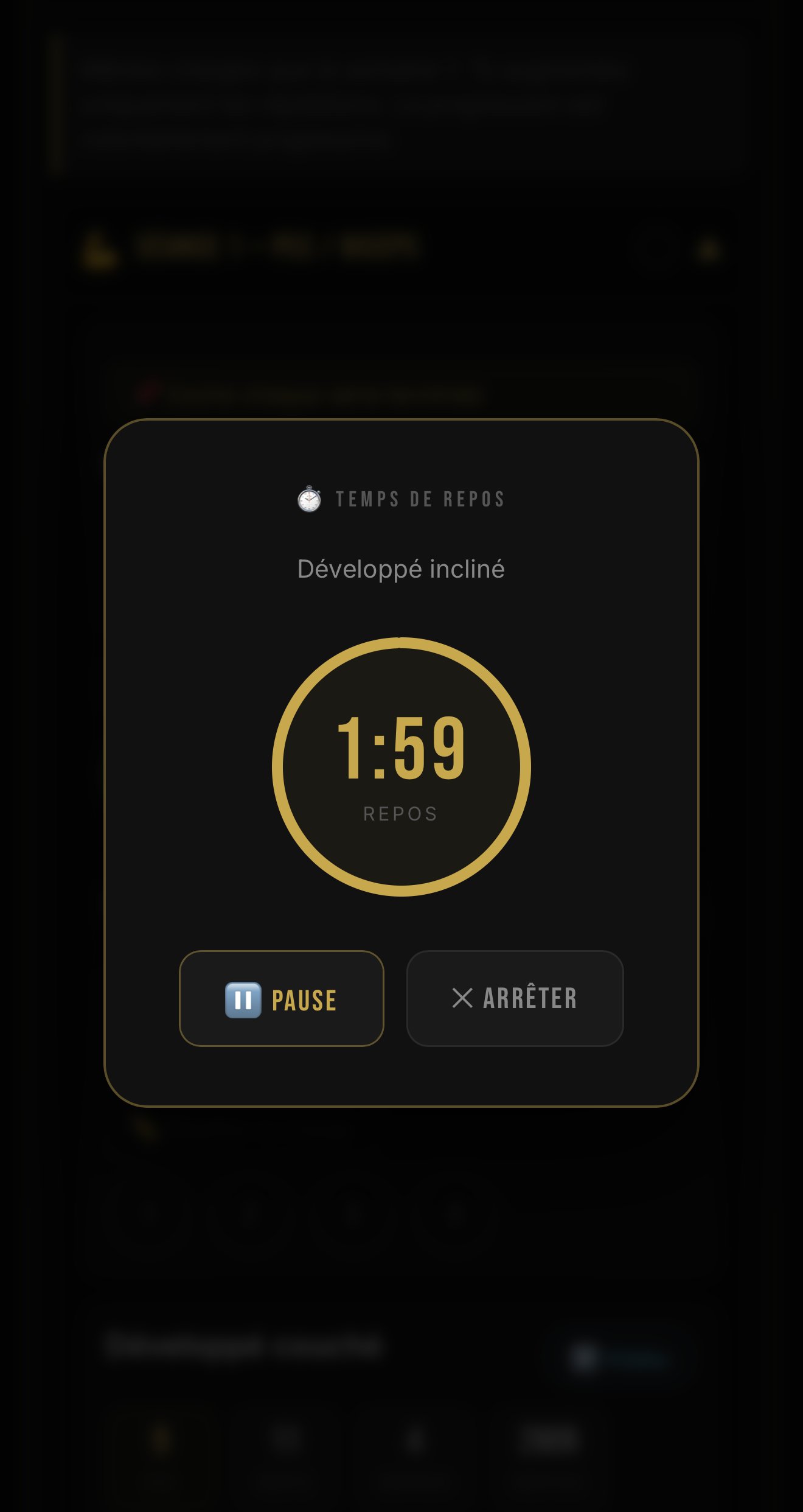 Chrono de repos intégré — Reboot Training