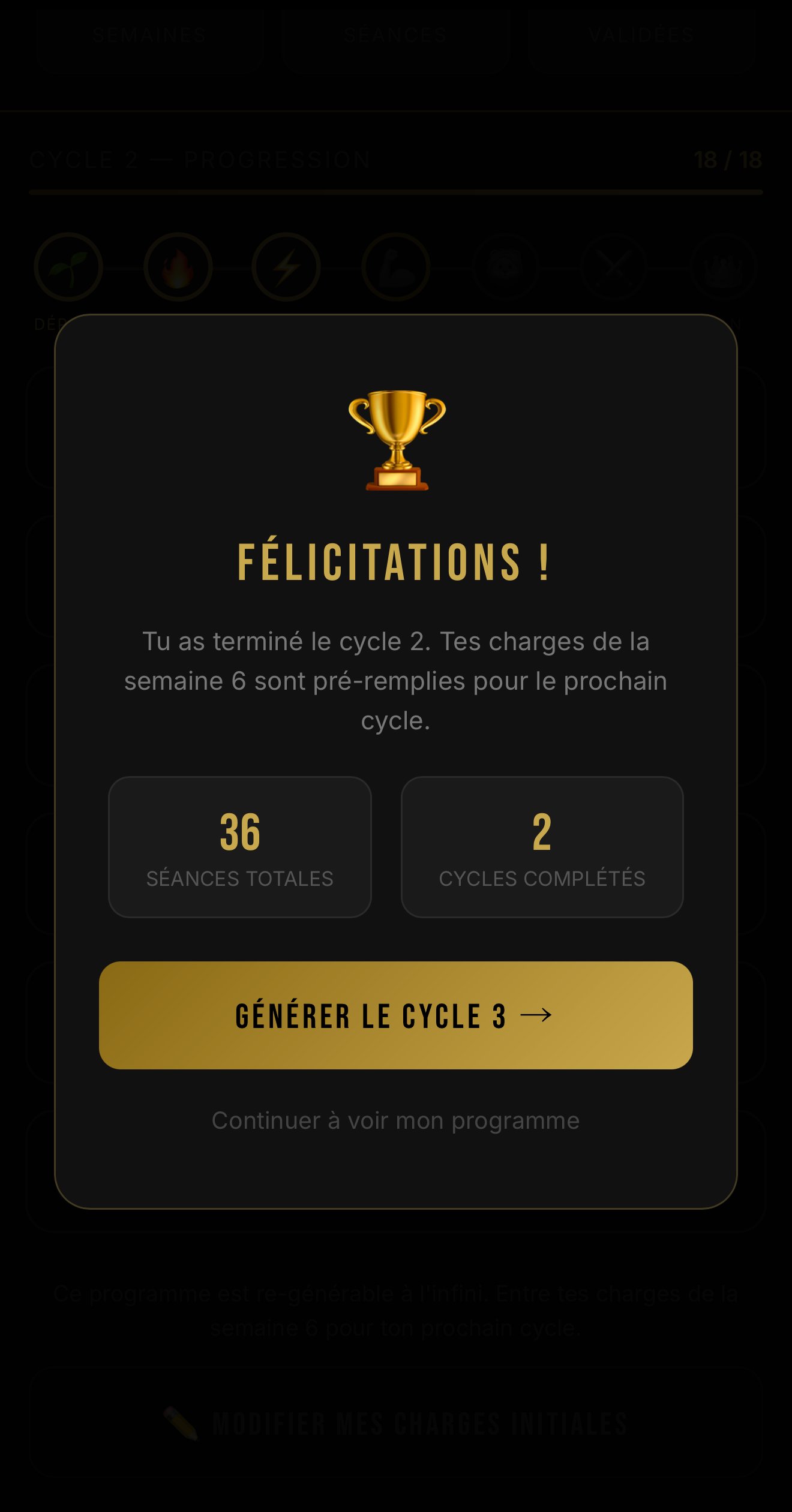 Validation de cycle — Reboot Training